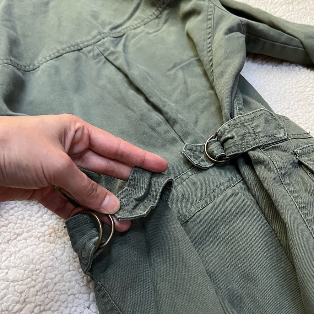 Giacca army green utility military jacket striped lining 100% cotton overcoat - Picture 13 of 16